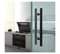 ASerZenith Modern Entry Door Handle Large Round H Shape Barn Door Handle Pull, Modern Push Pull Bar Handle for Interior Exterior, 2 Sided Mount Stainless Steel Entry Door,Matte Black-120Cm/47.2In