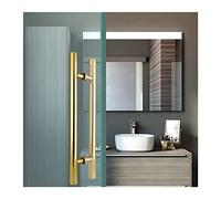 ASerZenith Modern Entry Door Handle Large Round H Shape Barn Door Handle Pull, Modern Push Pull Bar Handle for Interior Exterior, 2 Sided Mount Stainless Steel Entry Door,Brushed Gold-150Cm/59In