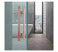 ASerZenith Modern Entry Door Handle Large Round H Shape Barn Door Handle Pull, Modern Push Pull Bar Handle for Interior Exterior, 2 Sided Mount Stainless Steel Entry Door,Brushed Rose Gold-80Cm/31.5I