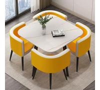 ASerZenith Modern Round Dining Table For 4 Coffee Table Set Household Small Dining Table With Square Design For Living Room Dining Room Reception Room Stylish Furniture,R-One Size