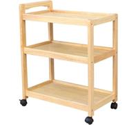 ASerZenith Multi-Functional Honey Color Kitchen Trolley, 3-Tier Serving Cart With Brake Wheels, Ideal For Restaurants And Hotels, Versatile Storage Solution For Easy Mobility