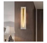 ASerZenith Natural Marble Led Wall Light Luxury 3 Color Dimming Copper Sconce Lamp For Indoor Aisle Tv Background Decoration,Warm White -Square 60Cm