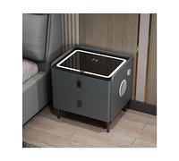 ASerZenith Nightstand Multifunctional Smart Bedside Table, Simple Modern 2 Drawer Wood Led Nightstand With Charging Station, Bluetooth Speakers,A