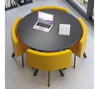 ASerZenith Office Waiting Room Table And Chair Set For 4 Conference Table With Soft Backrest Coffee Table Yellow-90Cm/35.4In Negotiation Furniture,Giallo-90Cm/35.4In