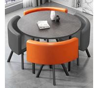ASerZenith Office Waiting Room Table And Chair Set For 4 Conference Table With Soft Backrest Coffee Table Yellow-90Cm/35.4In Negotiation Furniture,Orange+Gray-90Cm/35.4In