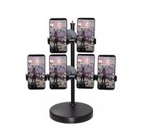 ASerZenith Phone Stand for Desk Cell Phone Holder, Adjustable Cell Phone Stands Multi-camera live cell phone stand Studio Shooting Stands（Black-2+4）