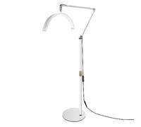 ASerZenith Portable Half Moon Desk Lamp For Estheticians Tattoo Artists & Nail Technicians | Adjustable 3000-6000K Floor Standing Beauty Light With Phone Holder - Black(White)