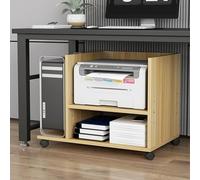 ASerZenith Printer Stand Under Desk,Home Office Double Layer Rolling Printer Cart Holder With Open Storage Shelf,Lateral Filing Cabinet, Computer Main Rack Storage Rack,For Printer Scanner Fax(Brown)