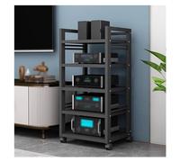 ASerZenith Racks 4/5 Stereo Stands Component Rack, Media Audio-Video Shelving Storage Unit, Amplifier/Game Console/Turntable/Cd Dvd Players/Tv Box/Cable Box/Wifi Router/Receiver/Speaker,Black-5 tier