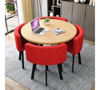 ASerZenith Reception Table And Chair Combination, Leisure Table And Chair Set, Coffee Shop Leisure Table, For Balcony Bedroom Cafe Hotel Corridor Apartment Living Room,Red