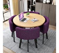 ASerZenith Reception Table And Chair Combination, Leisure Table And Chair Set, Coffee Shop Leisure Table, For Balcony Bedroom Cafe Hotel Corridor Apartment Living Room,Purple