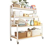 ASerZenith Rolling Plant Stand, Ladder Display Shelf, Bookshelf, Storage Rack, Bookcase with Steel Frame, for Living Room, Home Office, Kitchen, Bedroom,Black,2 Tier 80cm/(White-4 Tier 100cm/39.4)