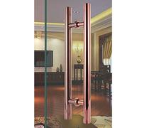 ASerZenith Round Barn Door Handle,Modern Double Side Stainless Steel Glass Door Handle/Wooden Gate Handle,Push Sliding Door Master Bathroom Hardware,Rose Gold-Length 50Cm(20Inch