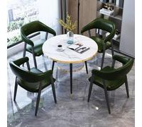 ASerZenith Round Conference Table Set With 4 Chairs For Reception Hall Negotiation Table And Chairs Dark Green Hotel Lobby Furniture