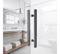 ASerZenith Rustic Style Door Handle Pull for Bathroom Shower Door,Double-Side Gate Handles H-Shape/Ladder,with Fitting Set,for Glass/Wooden/Barn Door (Black Length 80Cm/31.5Inch)