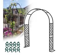 ASerZenith Rustproof Metal Garden Arch With 8 Plant Clips - Durable Trellis For Climbing Plants Wedding Arbor For Ivy & Roses - Outdoor Pergola White,White-310Cm Wide X 240Cm High