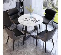 ASerZenith Simple Office Reception Room Club Table Farmhouse Kitchen Dining Coffee Round Conference Negotiation And Chair Set For 4