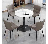 ASerZenith Small Office Reception Room Club Table Round Conference Negotiation Farmhouse Kitchen Dining Set Coffee Simple And Chair For 4,Dark Gray-90Cm/35.4