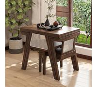 ASerZenith Square Furniture Conference Room Table, Office Reception Round Table And Lounge Chair Set, Sales Office Shops Meetings Small Round Business Conference Room Coffee,Dark Brown