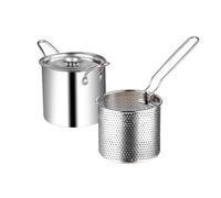 ASerZenith Stainless Deep Fryer, Small Household Height Fryer With Filter, Suitable For Fried Chicken, Shrimp, French Fries