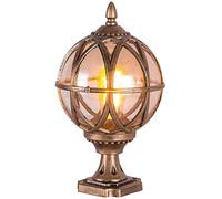 ASerZenith Traditional Victorian Globe Column Light Lantern Classic Aluminium Die-Casting Glass Outdoor Waterproof Pillar Post Lamps Creative Ball Courtyard Patio Porch Gate Landsca