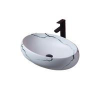 ASerZenith Vessel Sink 60 * 40 * 15Cm Oval Ceramic Art Above Counter Basin Light Luxury Imitation Marble Bathroom Sink For Lavatory Vanity Cabinet