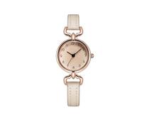 ASerZenith Women's Leather Band Retro Quartz Watch Elegant Small Round Dial Dainty Stylish Ladies Wrist Watches,Rose Gold Beige