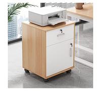 ASerZenith Wood File Cabinet With Lockable Casters And Printer Stand Mobile Filing Storage Organizer Cabinet With 1 Drawer Multifunctional Office Cabinet For Files And Supplies,Log Color