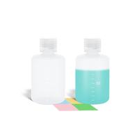 ASEVAT 100ml/3.4 oz Narrow Mouth Round Chemical Container, Plastic Leak Proof HDPE bottle, Lab Reagent Bottles, Water Sample Bottles (2 Pcs)
