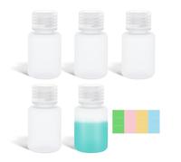 ASEVAT 30ml/1 oz Narrow Mouth Round Chemical Container, Plastic Leak Proof HDPE bottle, Lab Reagent Bottles, Water Sample Bottles (5 Pcs)