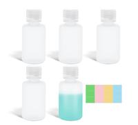 ASEVAT 60ml/5 Pcs HDPE Narrow Mouth Round Container, Leak Proof Plastic Lab Chemical Reagent Bottles, Water Sample Bottles (Translucence, 2 oz)