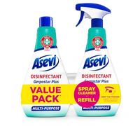 Asevi Disinfectant Spray Cleaner Gerpostar Plus - Multi-Purpose Antibacterial Surface Cleaner with Refill Bottle - Kills 99.9% Bacteria & Viruses - Kitchen, Bathroom & Home Cleaning Spray (Pack of 1)