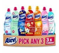 Asevi Fabric Conditioner 60 Washes Multipack - Pick Any 3 x 1380ml | Concentrated Fabric Softener | Assorted Fragrances