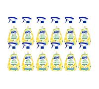 Asevi White Vinegar Cleaning Spray - Multipurpose Surface Cleaner for Limescale Grease & Glass with Lemon Scent - Multipack 12 x 750 ml