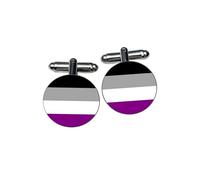 Asexual Flag Cufflinks - Black, Grey, White & Purple Ace Pride Accessory - Orientation Identity Gift - LGBTQ+ Visibility Jewellery - Stocking Filler