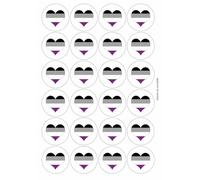 Asexual Heart LGBTQ Pride Circular Matt Paper Stickers A4 Sheet of 24 (Each Sticker is 45mm Diameter)