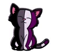 Asexual Pride Cat Enamel Pin, Cute Split Color Kitten Brooch, LGBTQ+ Prided Lapel Pin for Backpacks, Hats, Jackets, Novelty Jewelry Gift for Cat Lovers & Pride Supporters