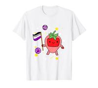 Asexual Strawberry Astronaut in Space Ace Pride Value Graphic T-Shirt, Men, White, M
