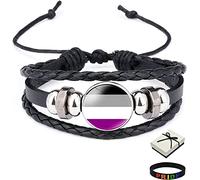Asexual Stuff LGBTQ Accessories Pride Bracelet with Gift Box, Pansexual Transgender Gay Trans Lesbian Bisexual Bi Gifts for Teen Men Women Valentine's Day