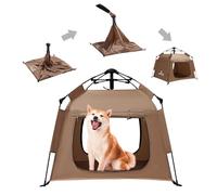 ASFANES Outdoor Waterproof Pet Automatic Camping Tent, Pop up Cave Bed for Indoor Cats and Small Dogs, Portable Cat House Dog House, Brown.