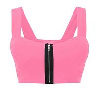 asfashion online Ladies Plain Zip Front Padded Bralet Top Womens Crop Vest Boobtube Size 6-12
