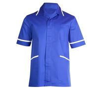 asfashion online Mens Short Sleeve Collared Scrub Tunic Top Adults Office Uniform Top V Neck Nursing Top (Royal Blue X-Large)
