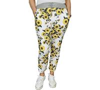asfashion online Womens Elastic Waist Turn Up Italian Trousers Floral Print Side Pocket Drawstring Summer Pants