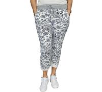 asfashion online Womens Elastic Waist Turn Up Italian Trousers Floral Print Side Pocket Drawstring Summer Pants (Floral Sketch Print UK 8-10)