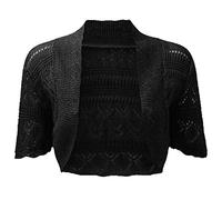 asfashion online Womens Knitted Crochet Shrug Ladies Short Sleeve Plus Size Bolero Sizes 16-18