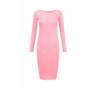 asfashion online Womens Long Sleeve Plain Bodycon Midi Dress Ladies Jersey Summer Midi Dress (Baby Pink UK 12-14)