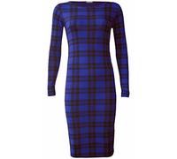 asfashion online Womens Long Sleeve Plain Bodycon Midi Dress Ladies Jersey Summer Midi Dress (Blue Tartan UK 16-18)