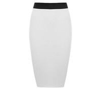 asfashion online Womens Plain Stretchy Tube Wiggle Pencil Midi Skirt Ladies Fancy Bodycon Office Skirt Black UK 12-14