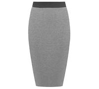 asfashion online Womens Plain Stretchy Tube Wiggle Pencil Midi Skirt Ladies Fancy Bodycon Office Skirt Black UK 12-14