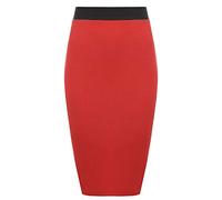 asfashion online Womens Plain Stretchy Tube Wiggle Pencil Midi Skirt Ladies Fancy Bodycon Office Skirt Black UK 12-14